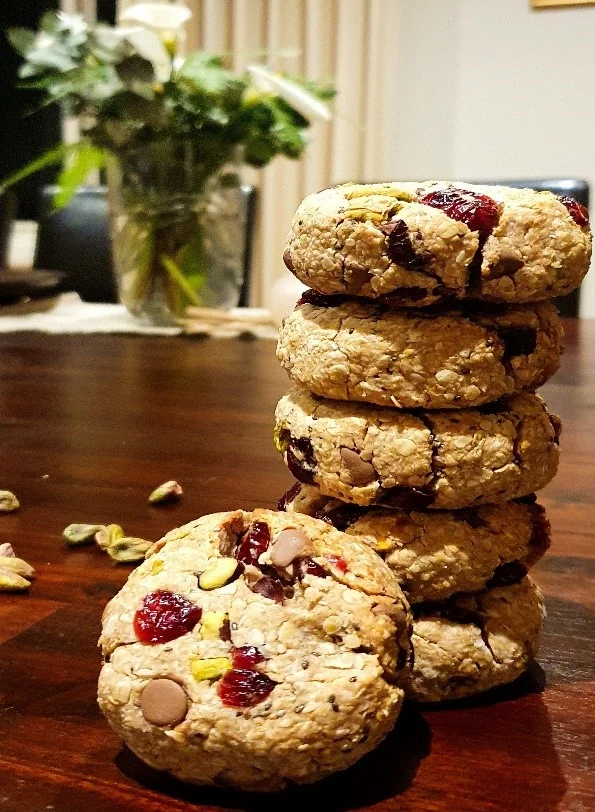 Chunky Pistachio, Cranberry and Chocolate Chip Cookies